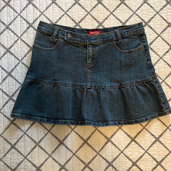 Moto ruffled denim mini skirt size 30 - Picture 1 of 4